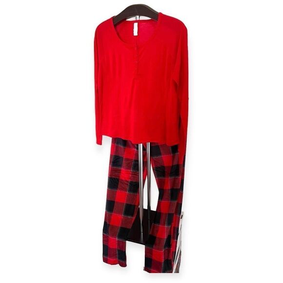 STARS ABOVE Women’s 2 Piece Cozy PJ Set in Red/Black Size Small NEW - Picture 5 of 13